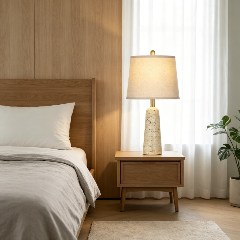 Lampe de table en béton avec ampoule DEL Travertine