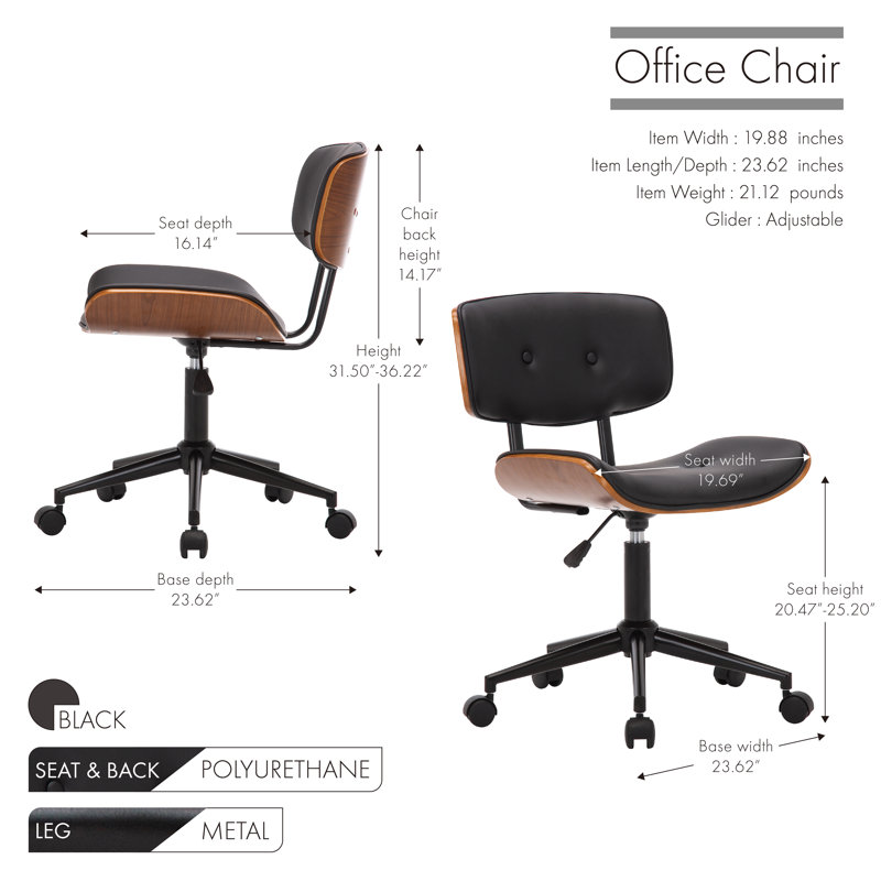 Chaise de travail capitonnée Hewett