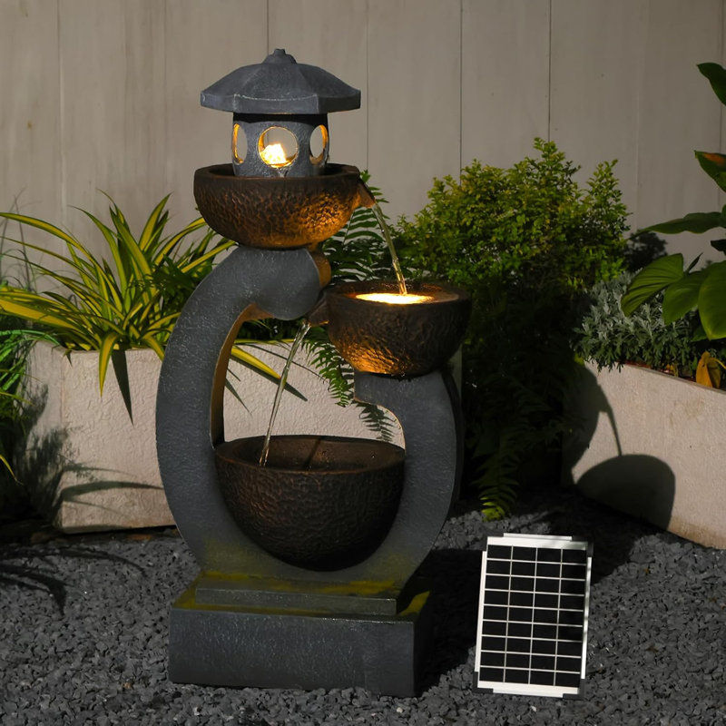 Handcrafted Outdoor Floor Fountain with Lights
