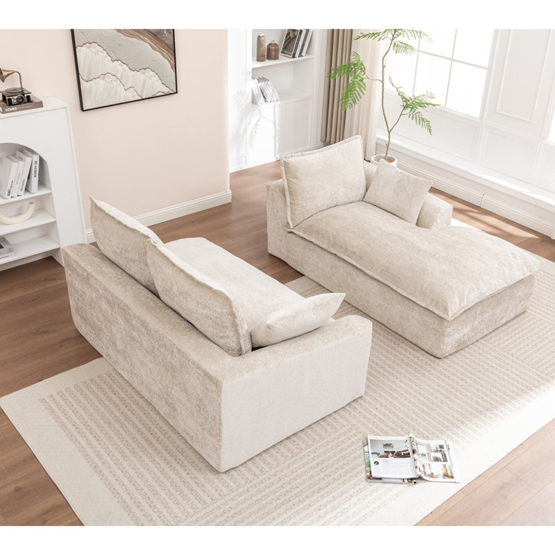 Canapé modulaire 103 po avec méridienne en forme de L, canapé modulaire désossé grand et modulaire de 103 po pour le salon, aucun assemblage requis