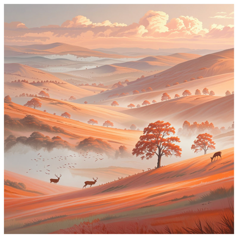 Coussins Rolling Hills With Deer, 26 po x 26 po