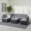Ensemble modulaire d'extérieur en osier pour 5 personnes avec repose-pieds-124961499-124961498