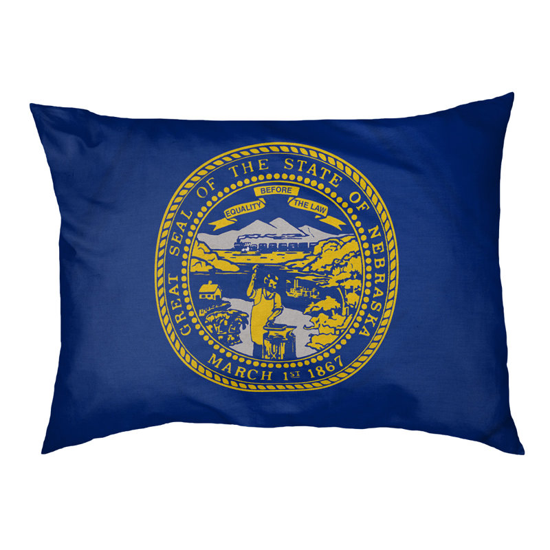 Coussin stylisé nebraska flag Burien, Marron foncé, L 32,5 po x l 42,5 po
