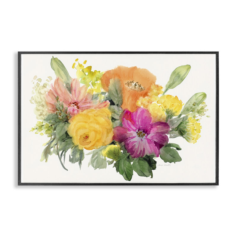 «Bold Bouquet», estampe numérique par Lanie Loreth, H 12 po x l 18 po, Giclée encadrée noir minuit