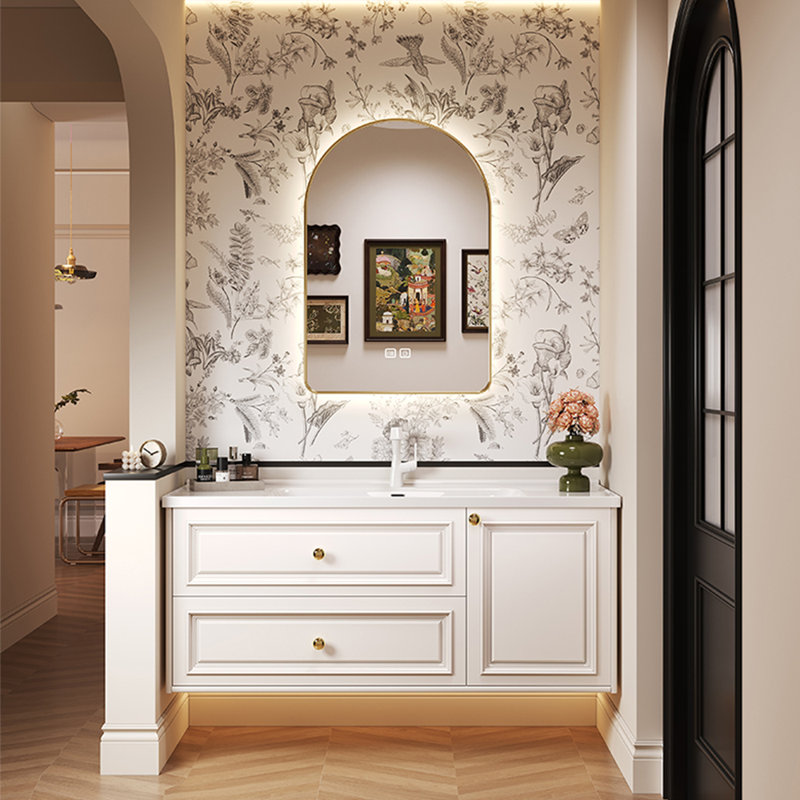 Armoire de salle de bain rétro de style français, Blanc