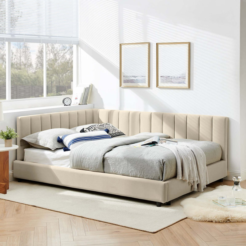 Upholstered Tufted Bed Frame, Sofa Bed Frame With Comfortable Backrest And Armrests, Bed For Bedroom, Living Room,Velvet