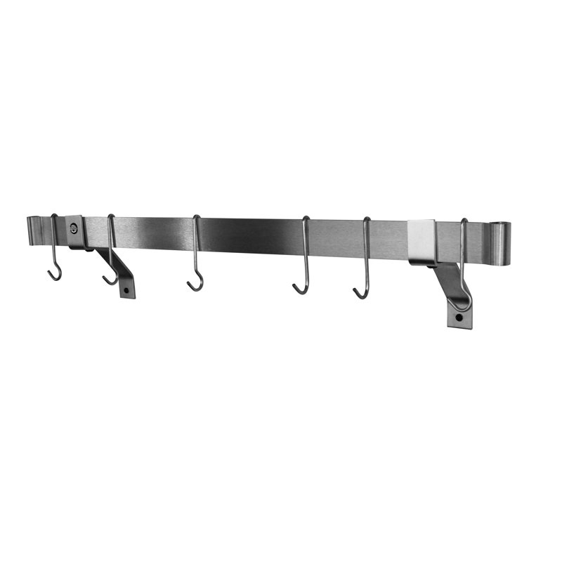 Premier Handcrafted Wall Mounted Pot Rack, 2" H x 36" W x 25" D, Stainless Steel
