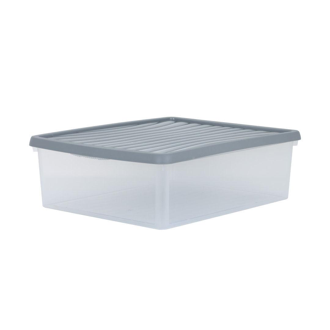 Wham 23.5L Box & Lid Pack of 6 Clear/Cool Grey