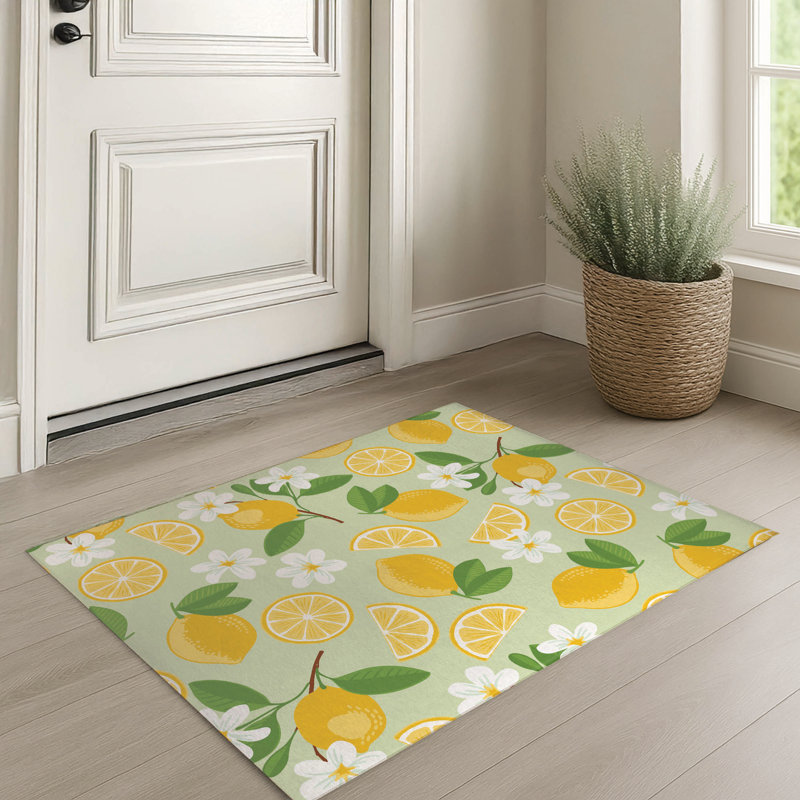 Paillasson Lemmie, Vert / Orange, L 24 po x L 36 po