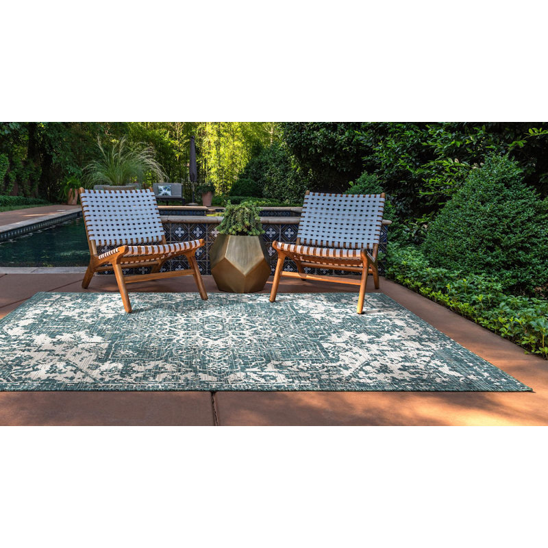 Outdoor Destiny Area Rug Green Bear Color, Rectangle 9' x 12'