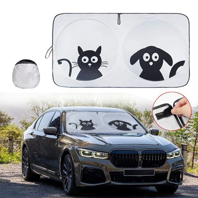 Car Windshield Sunshade | Blocks 99% Heat & Keeps Interior Cool | Universal Fits Cars, SUVs, Trucks | Automotive Sun Screen, Visor & Car Accessories for Summer