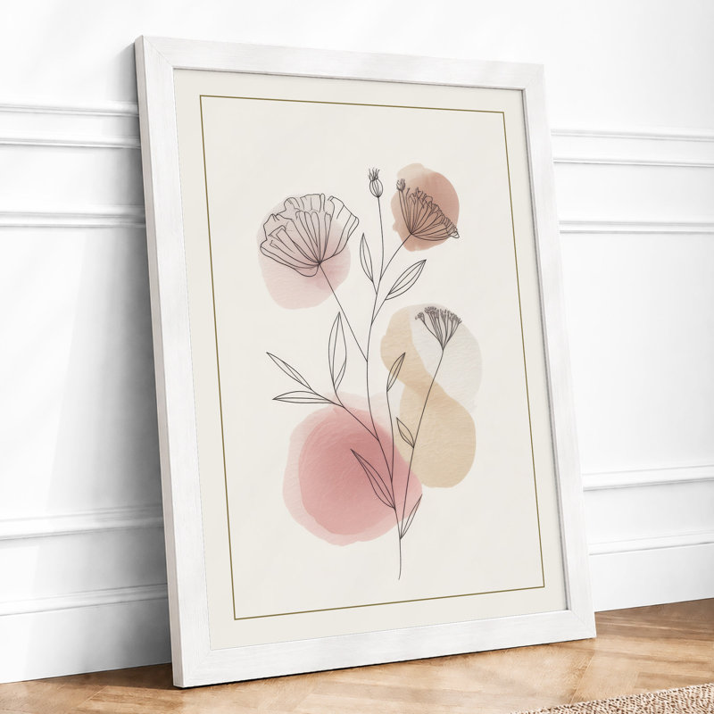 Blooming Stems Botanical - Framed Print, A2 - 59.4 x 42.0 cm, White