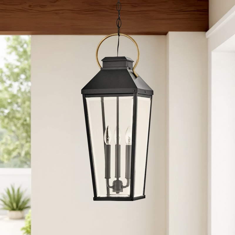 Tatia Matrona Black 3-Bulb 26" H Outdoor Hanging Lantern