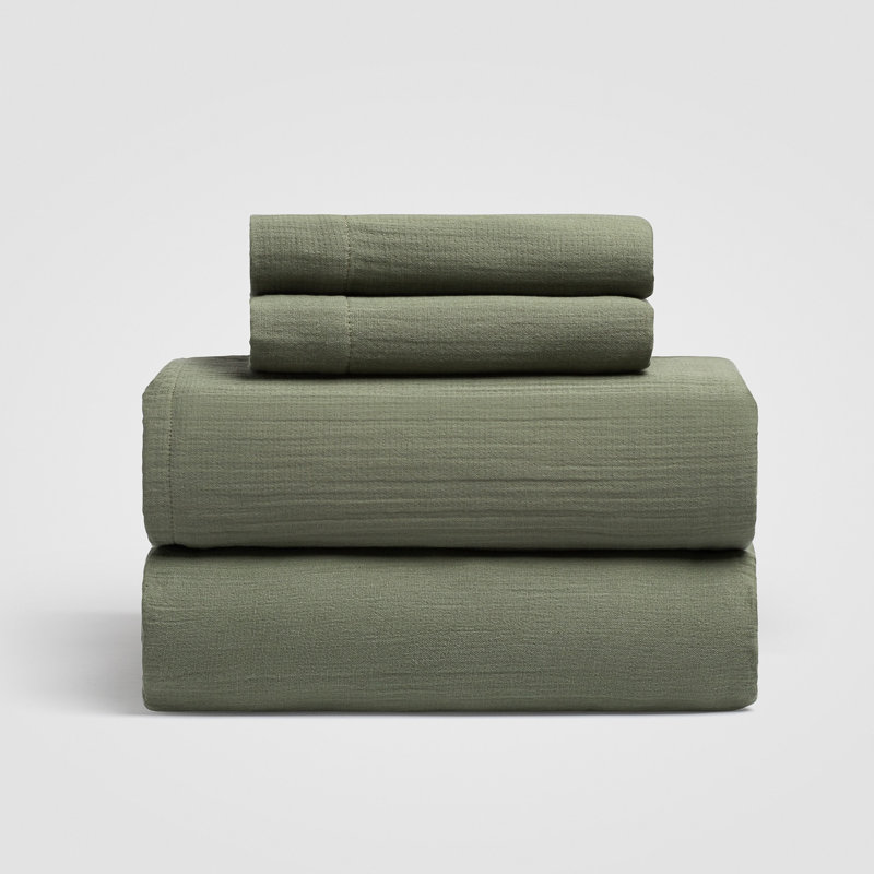 4-Piece 100% Cotton Gauze Sheet Set, Soft Breathable Premium Cotton Sheets for All-Season Comfort, Full/Double Sheet Set