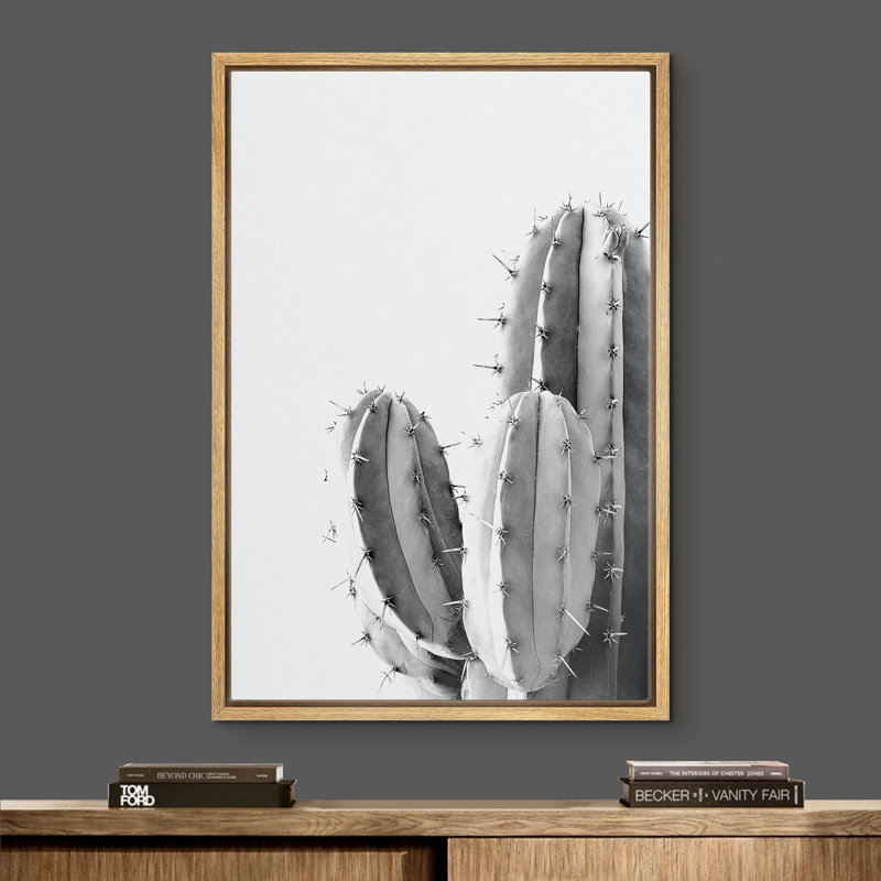 «Black and White Southwest Desert Cactus Modern Botanical», art mural sur toile, H 36 po x l 24 po x P 1,5 po, Brun