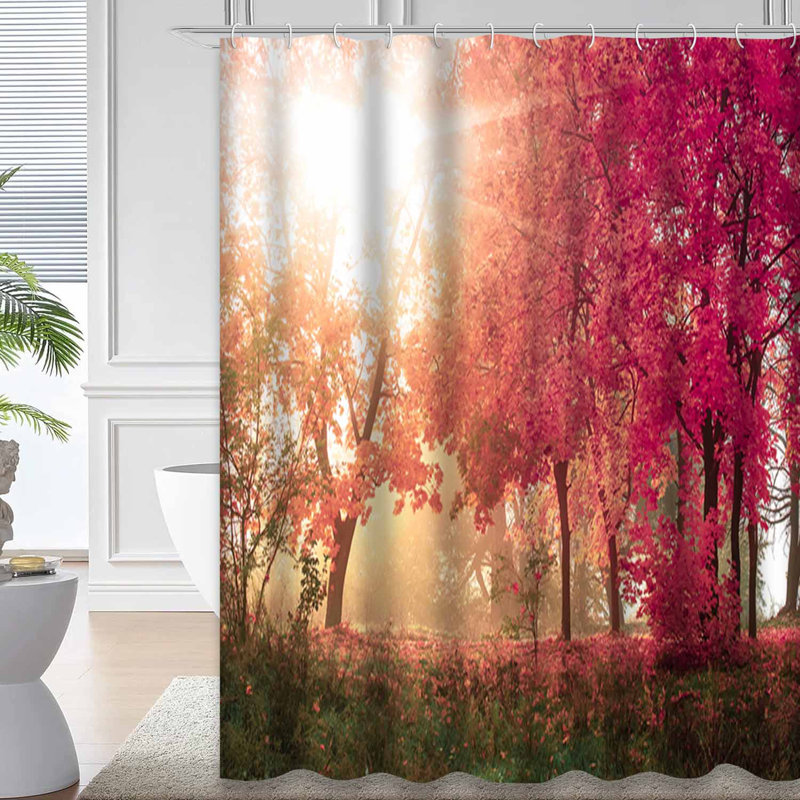 Rideau de douche avec 12 crochets Autumn Forest, L 72 po x l 72 po