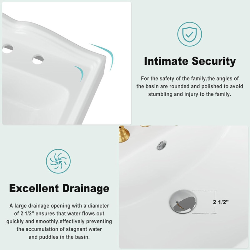 Gaomon 18'' Vitreous China Rectangular Bathroom Sink