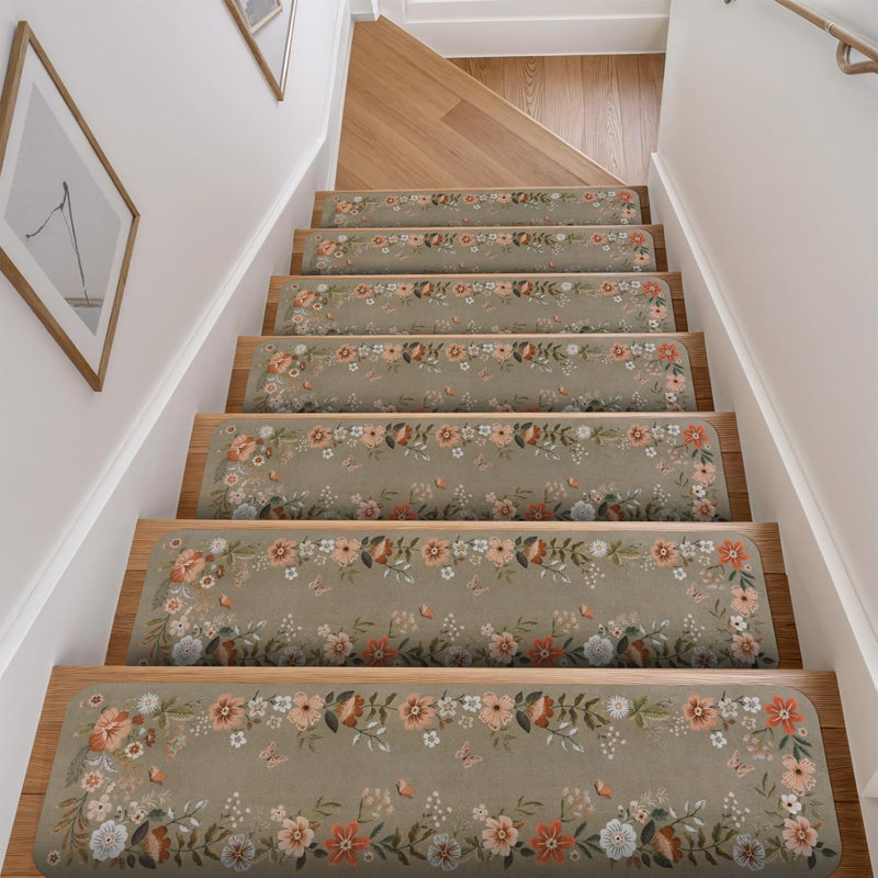 Flower Stair Treads, Brown
