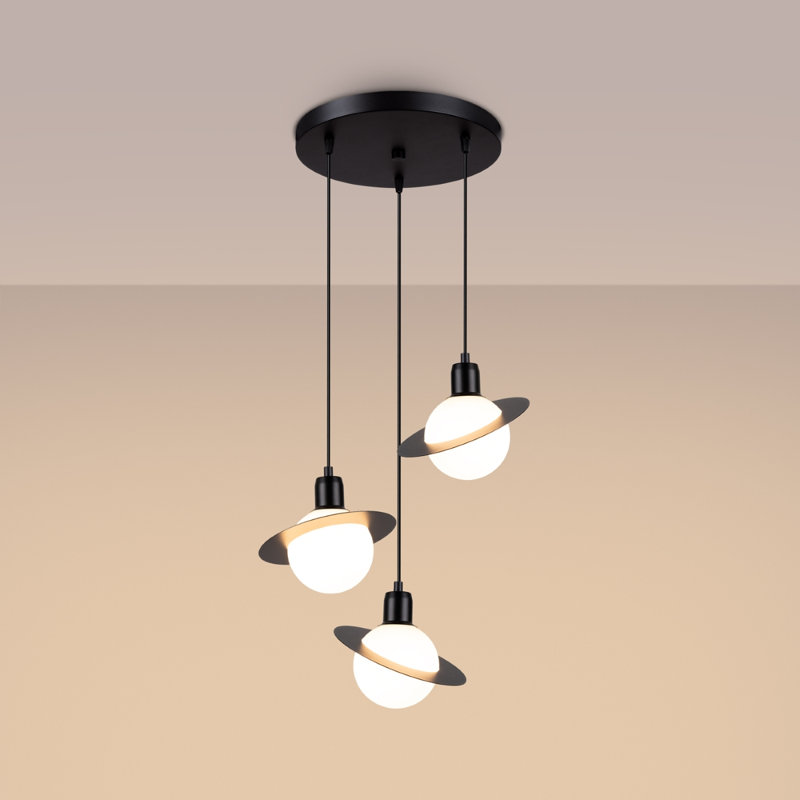 Berthina 3 - Light Stainless Steel Pendant, Black