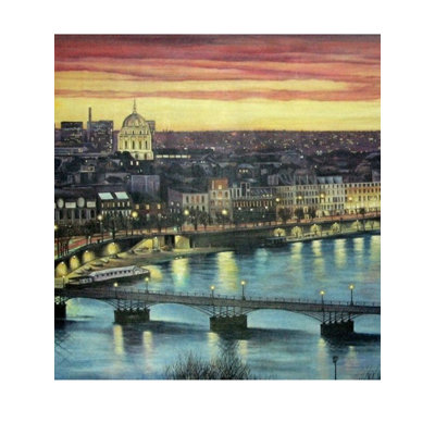Vue nocturne de Paris | Huile sur toile | Par Jolly Agarwal