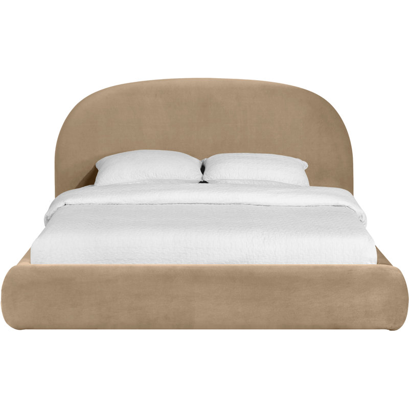 Lit tapissier Kat, Très grand lit, Beige