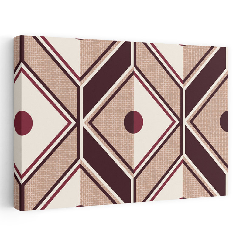 Art contemporain contemporain, Brun / Rouge / Beige, H 24 po x l 36 po