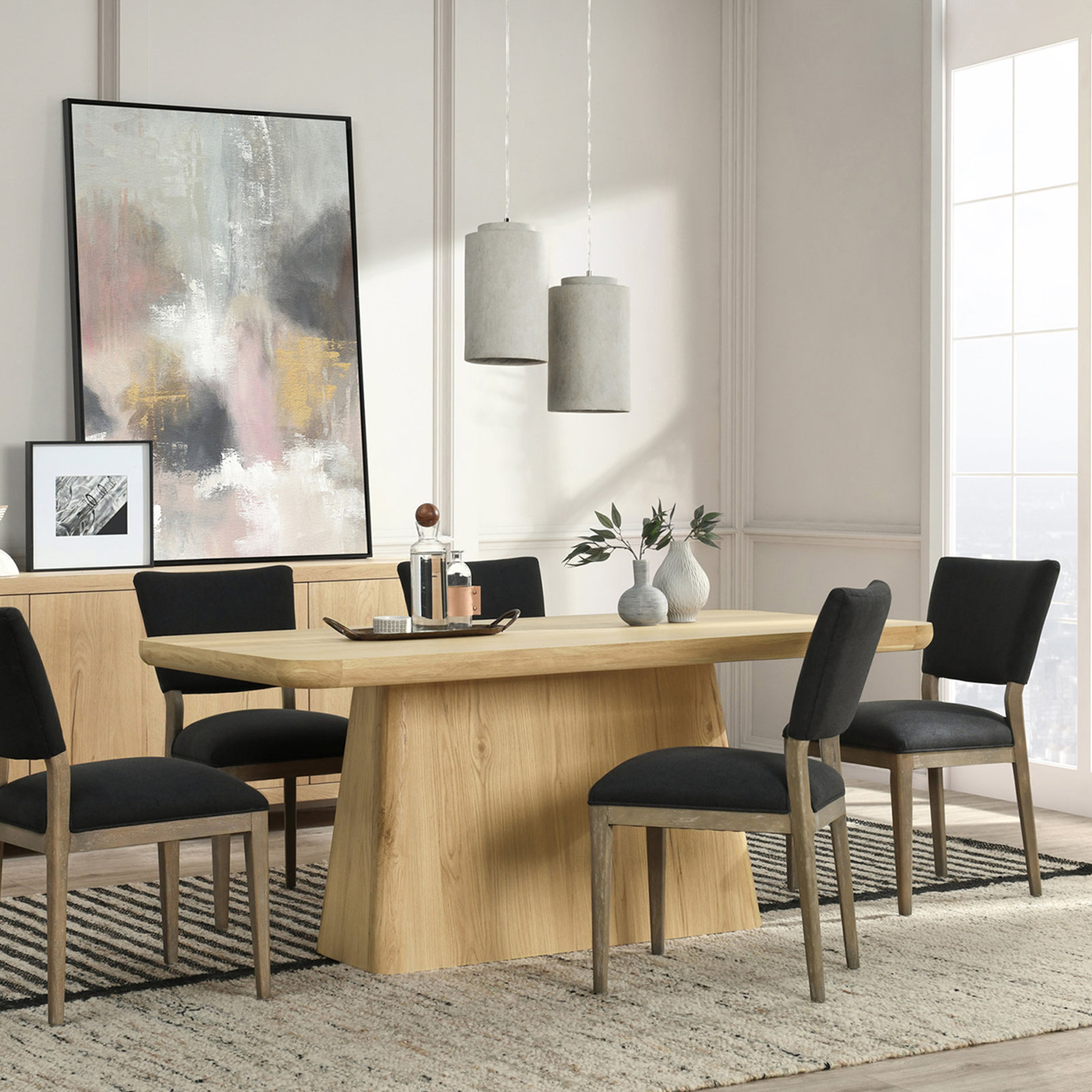 Lowell Oak Dining Table, Natural, 30" H x 71" L x 39" W