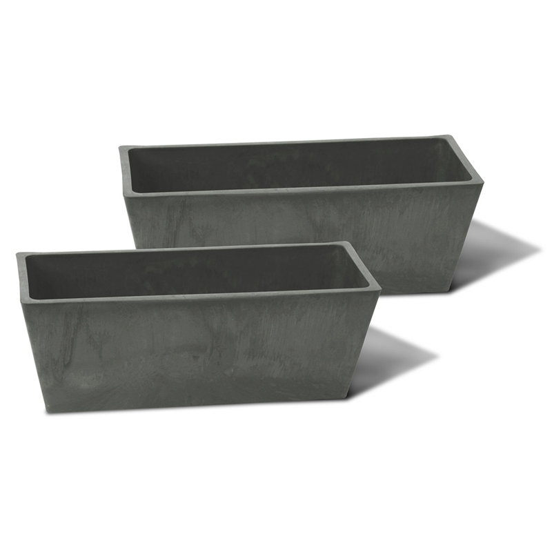 Cara Windowsill Planter Box Set, Light Charcoal