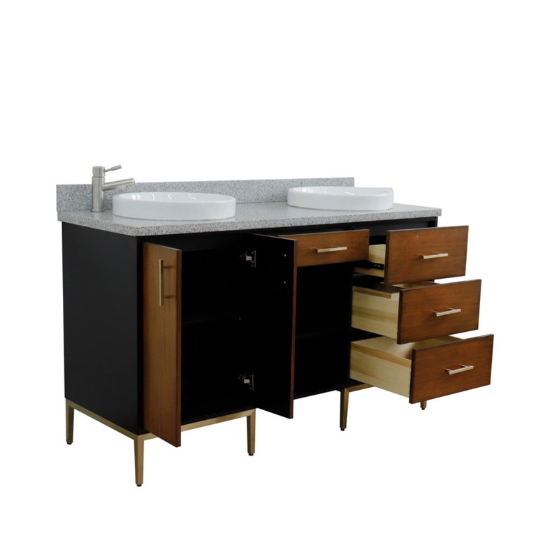Ensemble de meuble-lavabo double 61 ", gris