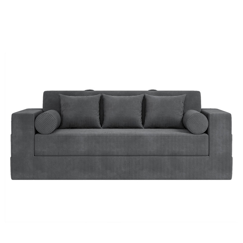 Canapé-lit Boneless, sans assemblage, pour appartement, salon, H 33,46 po x l 85,04 po x P 39,37 po, Gris