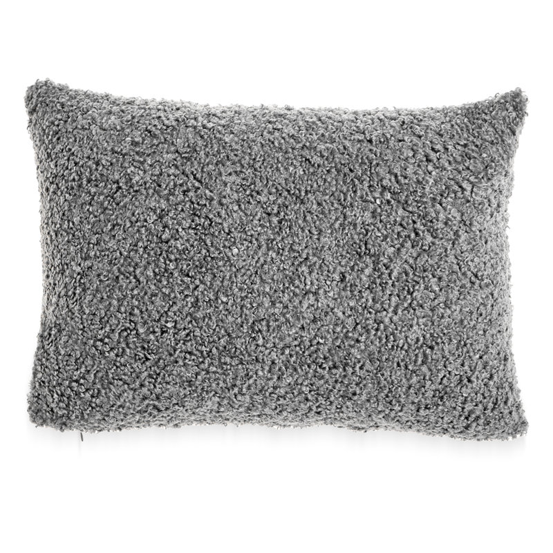 FRENCH BOUCLE Reversible Throw Pillow, Light Gray, Feather, 14" H x 20" W