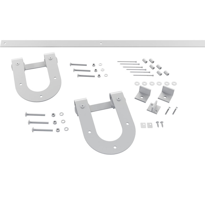 Ensemble de quincaillerie de porte de grange simple standard Premium Horseshoe, Blanc fusée, 48 po