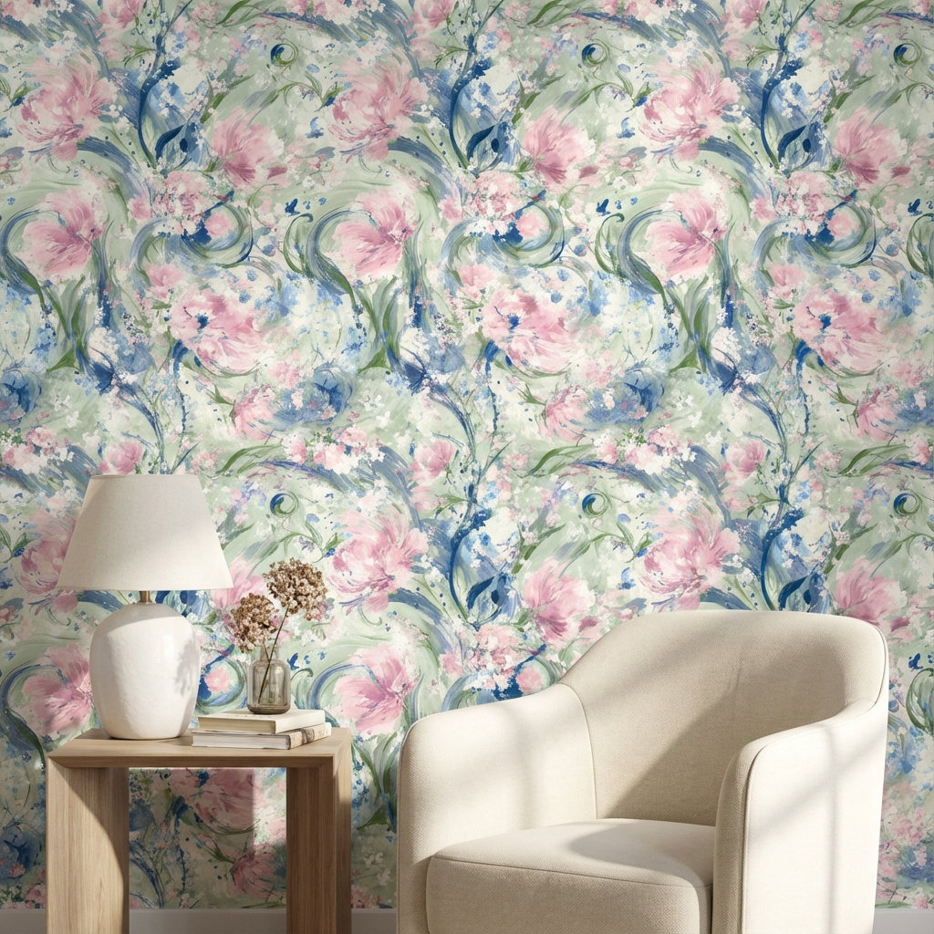 Red Barrel Studio® Floral Wallpaper Abstract Peel And Stick Pink Wall ...