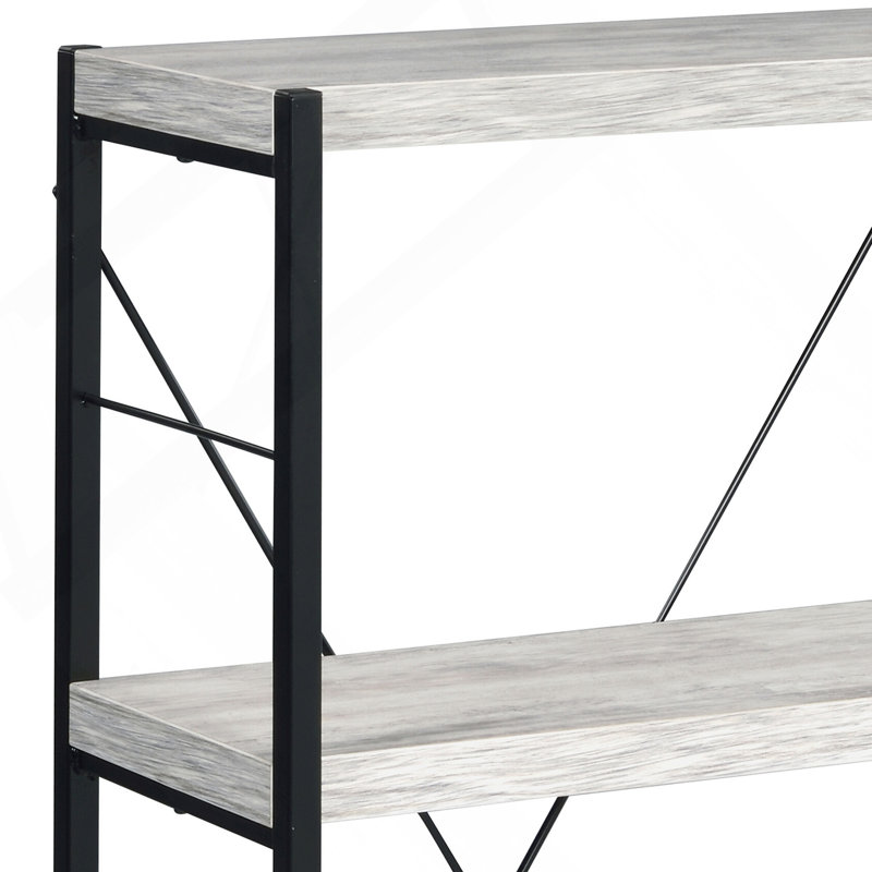 Antique White And Black 3-Shelf Bookcase