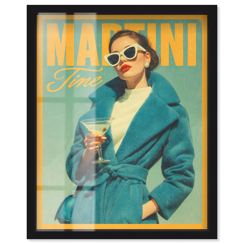 «Martini Time» par Shadowbox Print, Noir, H 21 po x l 17 po