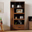Grande armoire de rangement à 1 tiroir pour garde-manger, en S, avec porte en verre et cadre en aluminium, huche autoportante avec support pour micro-ondes