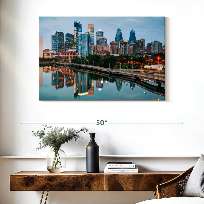 Silhouette de Sireci, Philadelphie et rivière Schuylkill, H 26 po x l 39 po