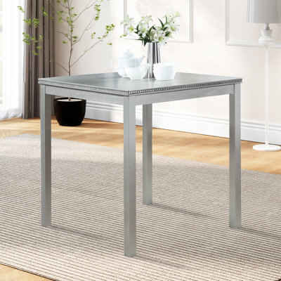 Table de salle à manger en bois carrée, table de cuisine pour petit espace, table de comptoir pour 4 personnes, gris argenté
