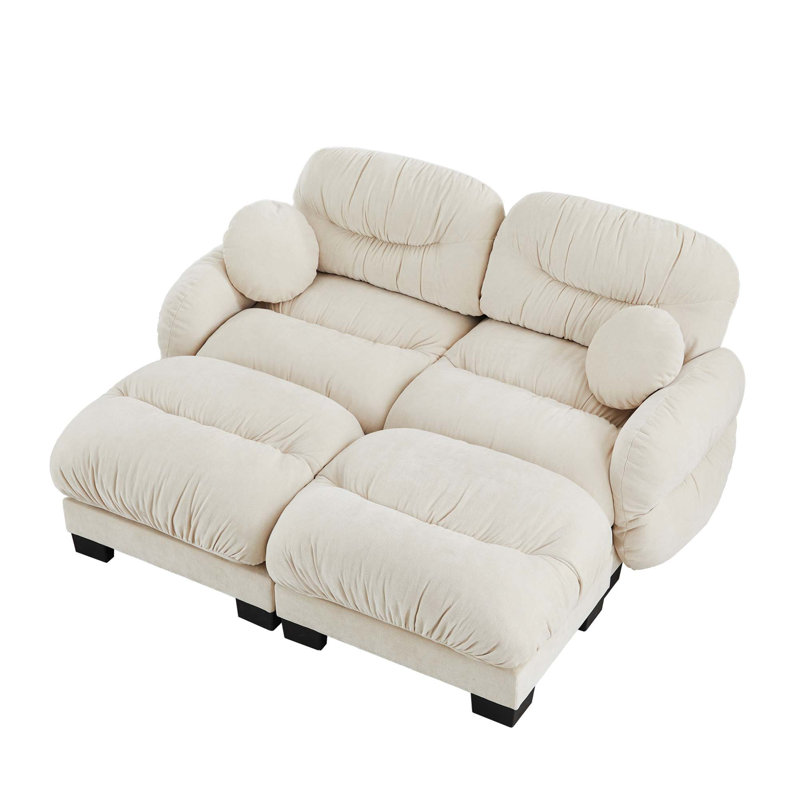 Canapé modulaire ergonomique en chenille, Beige, H 36,2 po x l 81,8 po x P 61,4 po