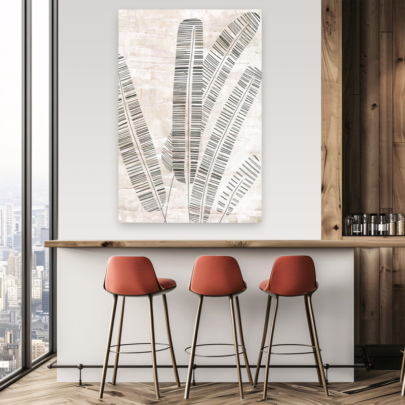 Abstract Botanical Lines Abstract Contemporary Elegant Cactus Nature Landscape Wall Art Print by Annick - Wrapped Canvas Print