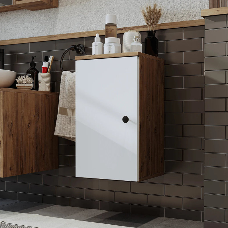 Rosaliyah Bathroom Towel Storage Cabinet, 60cm, White/Oak
