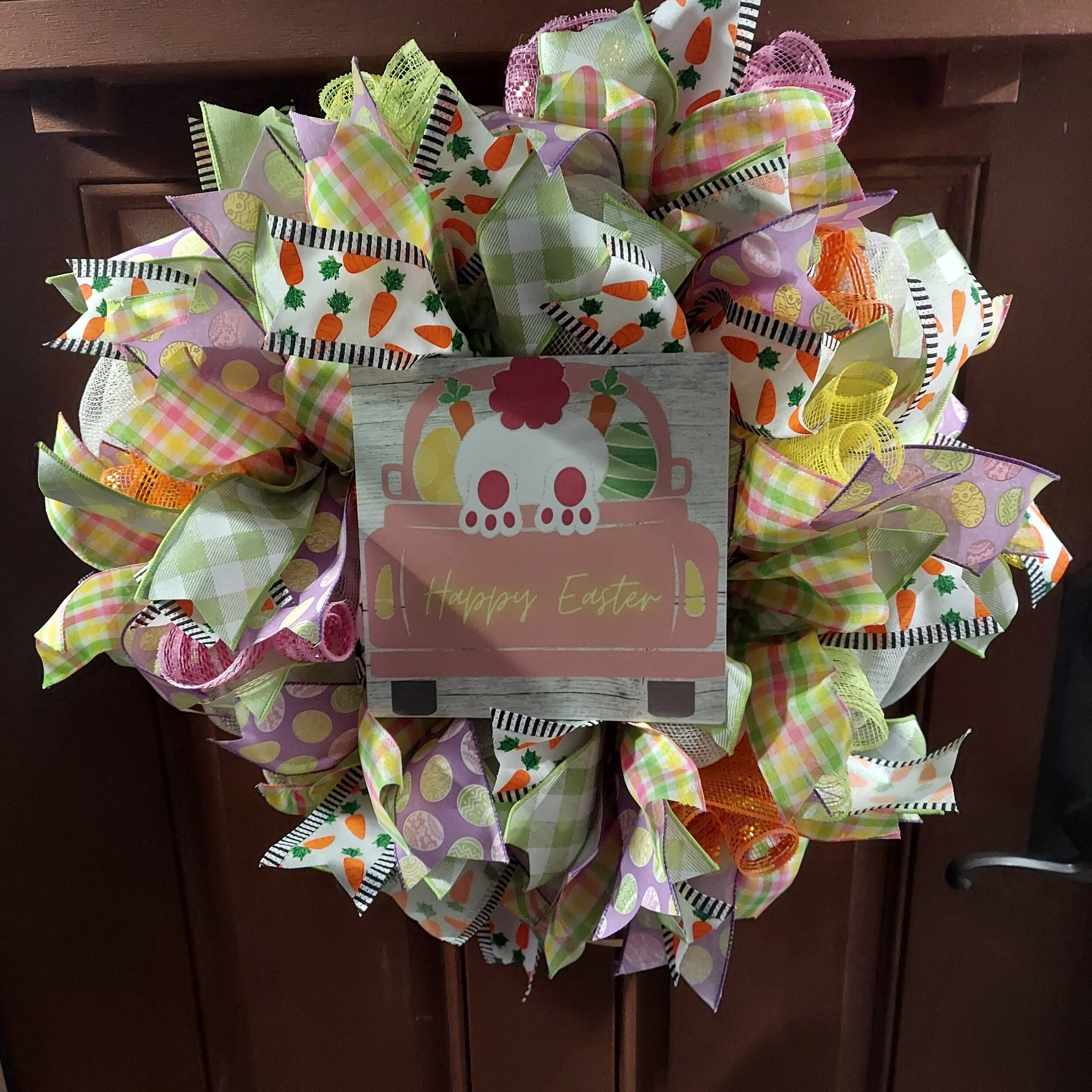 The Holiday Aisle® Pastel Egg Ribbon 24 Deco Mesh Wreath