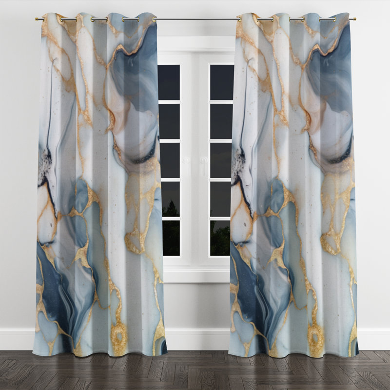 Anantram - Modern Velvet Grommet Curtain - Room Darkening - 1 panel, 52" W x 84" L, Golden Grommets