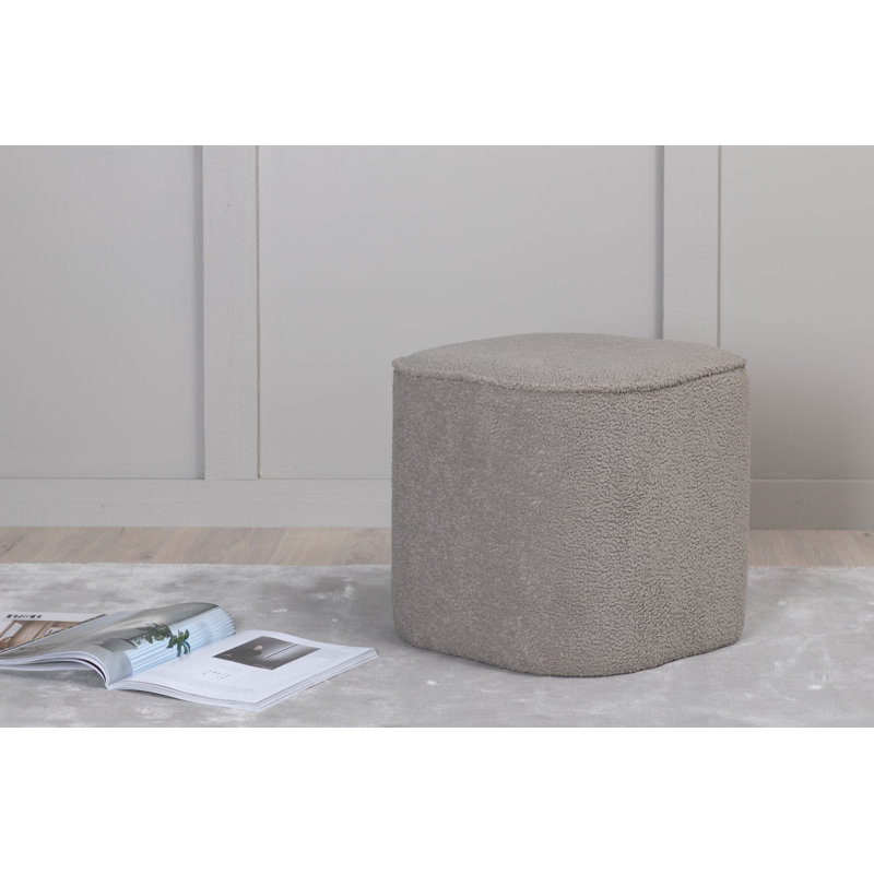 Darene 44cm Wide Round Pouf Ottoman, Greige Velvet