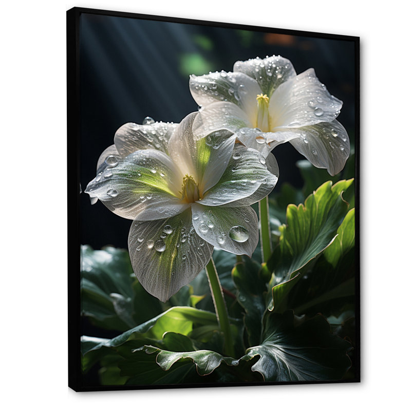 Kyndel - Papillon blanc, vert, portrait vibrant - impression, H 20 po x l 12 po x P 1 po, Cadre flottant noir