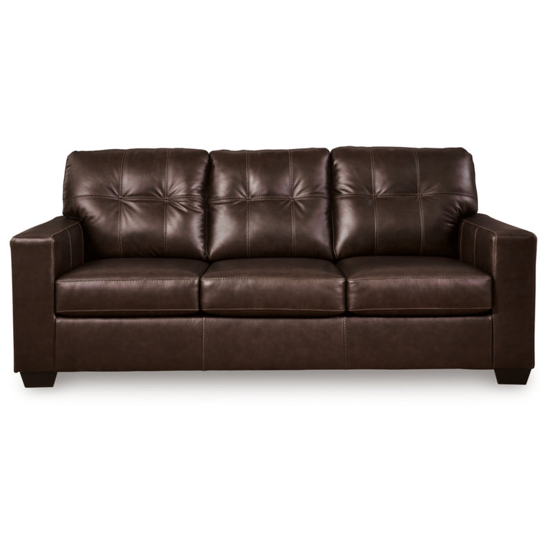 Canapé Bima, Cuir véritable brun, H 39 po x l 62 po x P 38 po
