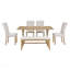 Ensemble de table de salle à manger rectangulaire 6 pièces, pieds uniques, chaises rembourrées et banc pour une salle à manger élégante et confortable-653371846-653371845