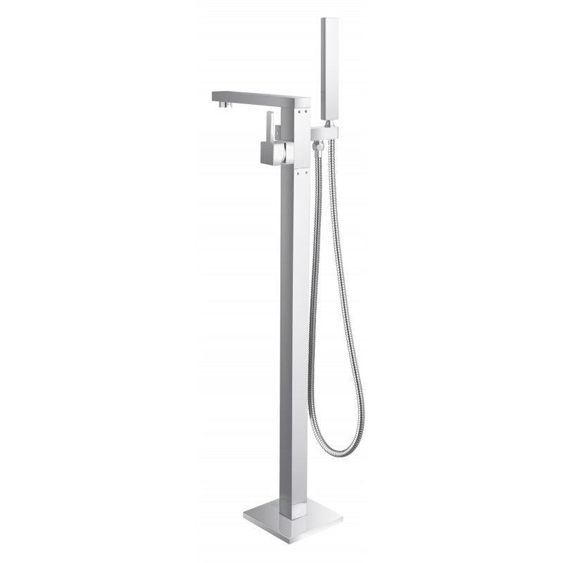 Bec de baignoire au sol avec inverseur et douchette Arès II, Chrome