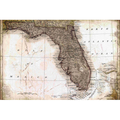 «Dirty Brown Florida Map», impression sur toile tendue