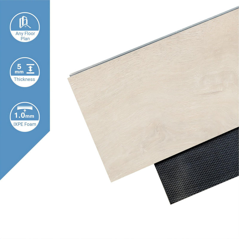7.17 In. X 48 In. 12Mil 5Mm Waterproof SPC Rigid Core Luxury Vinyl Plank Flooring, White Birch